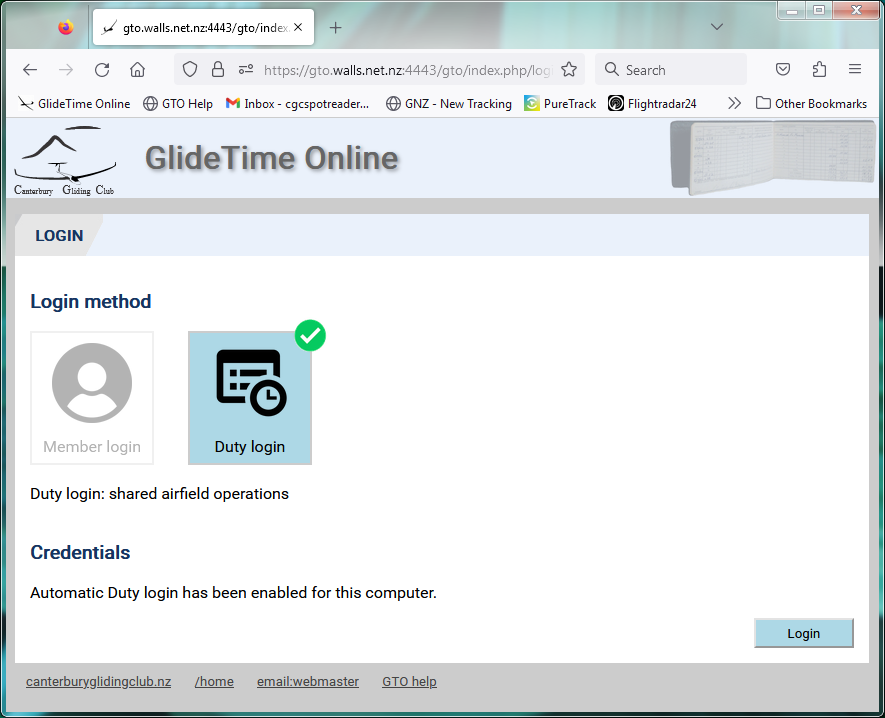 GTO Automatic Duty Login
